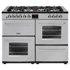 Belling 444444146  110DFT 110cm Dual Fuel Rangecooker with Double Oven and Gas Hob - Silver