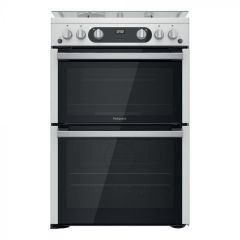 Hotpoint HDM67G0C2CX/U 60Cm Gas Double Cooker, Wok Burner, 10 Level Flame Control, Digital Display, 