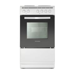 Montpellier MSE46W 50cm Electric Cooker in White - 4 Zone Solid Plate Hob