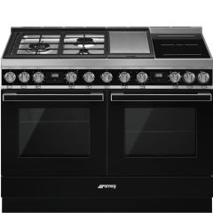 Smeg CPF120IGMPBL 120cm Portofino Dual Fuel Range Cooker Black