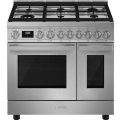Smeg CPF92GMX 90cm Portofino Dual Fuel Range Cooker Stainless Stainless Steel