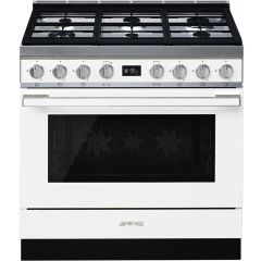 Smeg CPF9GPWH 90Cm Portofino Dual Fuel Range Cooker White