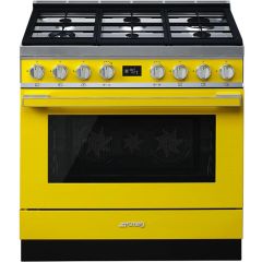 Smeg CPF9GPYW 90Cm Portofino Dual Fuel Range Cooker Yellow 