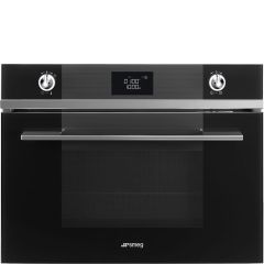 Smeg SF4102MN Linea 45Cm Compact Microwave And Grill In Black Glass 