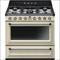 Smeg TR90P9 90cm Victoria Dual Fuel Range Cooker Cream