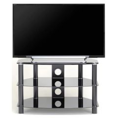 TTAP C303C-800-3BB Black Satin Legs, Black Curved Glass, Cable Management, 3 Shelves