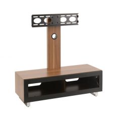 TTAP MUN-1050-WAL Walnut Cabinet, Black Glass Door, Swivel 600 x 400 Vesa, Soft Close,