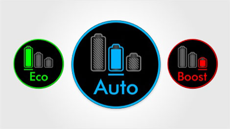The three cleaning modes: Auto, Eco, and Boost.